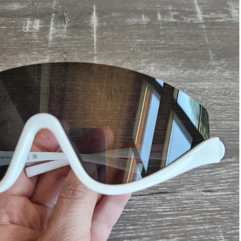 New GUCCI GG1650S White Grey 99mm Shield Sunglasses One Size